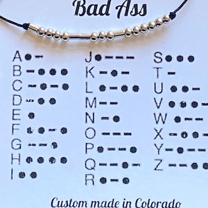 personalized gift for men gift for woman Morse Code Bad Ass bracelet encouragement and general bad assery reminder