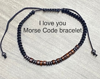 Gift for boyfriend, gift for son, gift for her, gift of love, I love you Morse Code bracelet, boyfriend / girlfriend, husband, wife