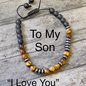 To my son, son Morse Code bracelet, gift for son, from mom, from dad, I love you son gift