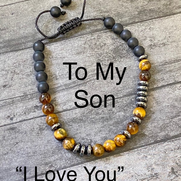 To my son, son Morse Code bracelet, gift for son, from mom, from dad, I love you son gift