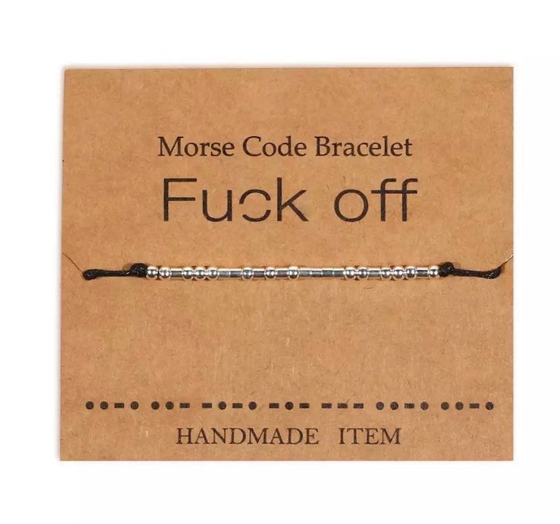 Fuck off Morse Code Bracelet Charm Beads String Bracelets For Women / Men Silver Color Bead Friendship Bracelets Jewelry statement 