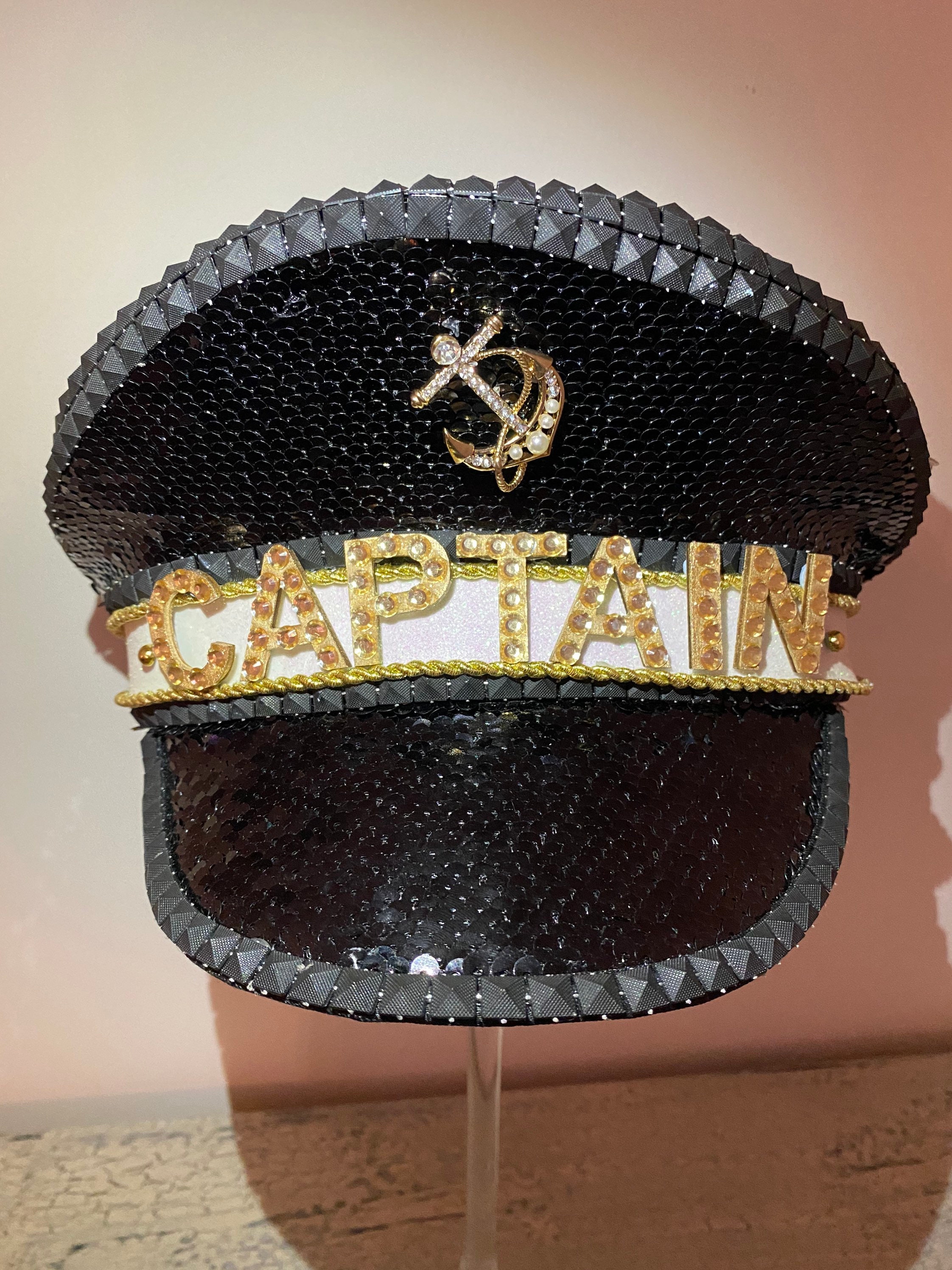 Black CAPTAINS sailors nautical hen do hat stag do Etsy