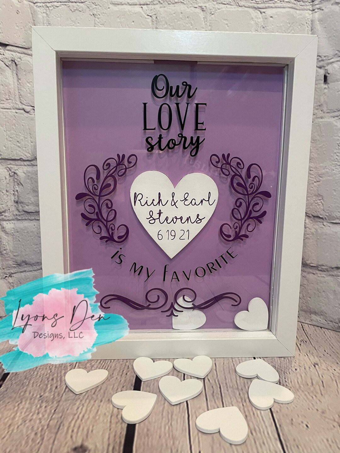 Shadow Box Wedding Guest Book W/ Hearts for Names. Etsy