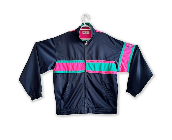 Fila Vintage 90s Track Jacket Blue Pink Oversized… - image 1