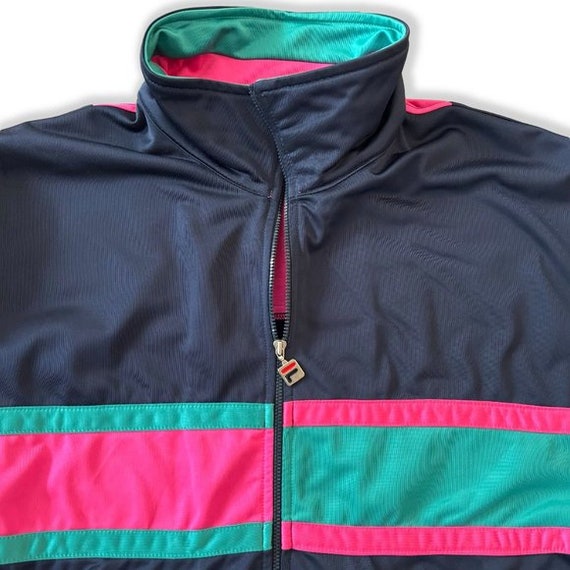 Fila Vintage 90s Track Jacket Blue Pink Oversized… - image 4