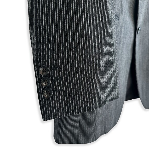 Vintage 90s Fendi Wool Black Pinstripe Oversized … - image 3