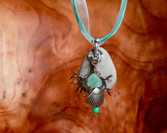 Beach Stone Necklace, Zen, Nature Inspired, Handmade and Unique