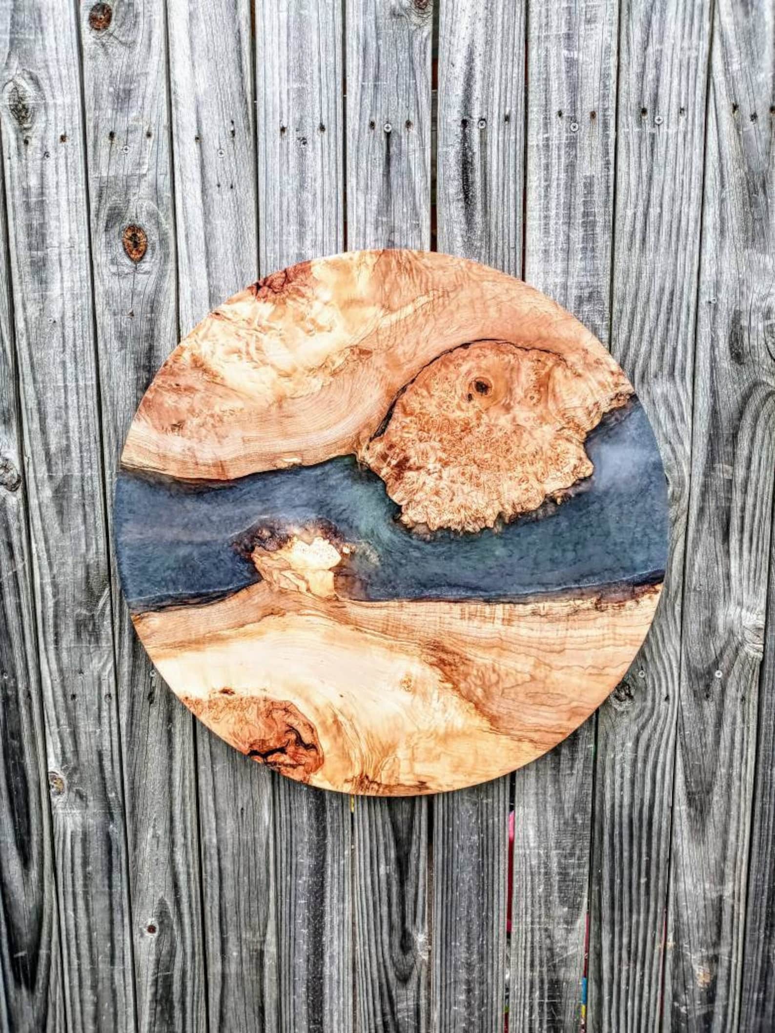 Wood and epoxy wall art / wall hanging / resin art / Maple Etsy