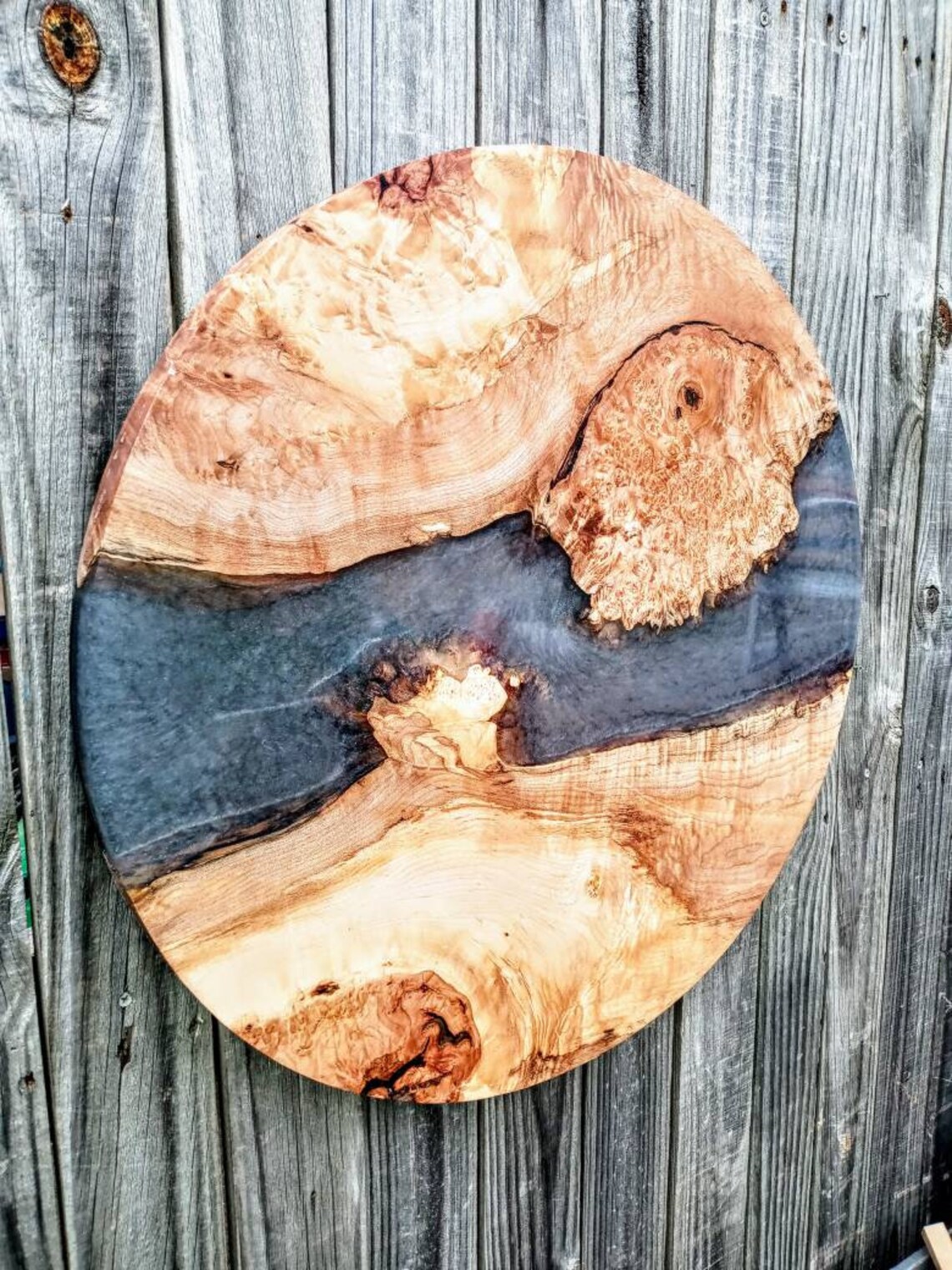 Wood and epoxy wall art / wall hanging / resin art / Maple Etsy