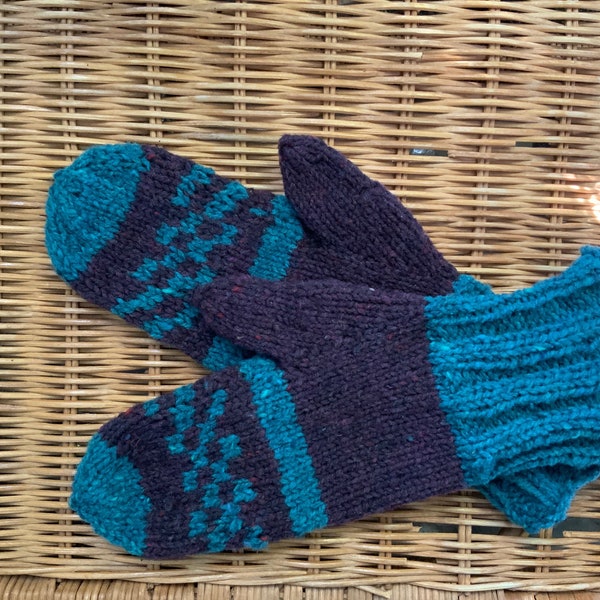 Mittens, Hand knit 100% wool mittens, Gloves, Warm mittens, Bernie Mittens, Boho, Kindness mittens, Handmade, Unisex mittens, unisex