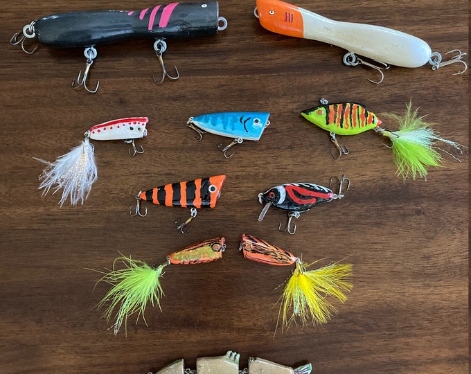 Fishing lures, wooden, handmade, Painted and epoxy fishing lures