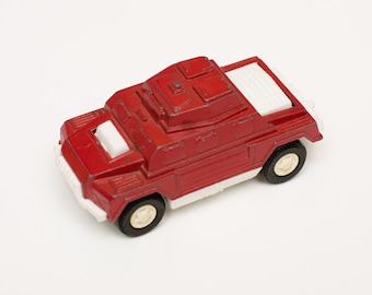 70s Tootsietoy Armored Car, 3.75" Red Military Toy, War Vehicle, Vintage