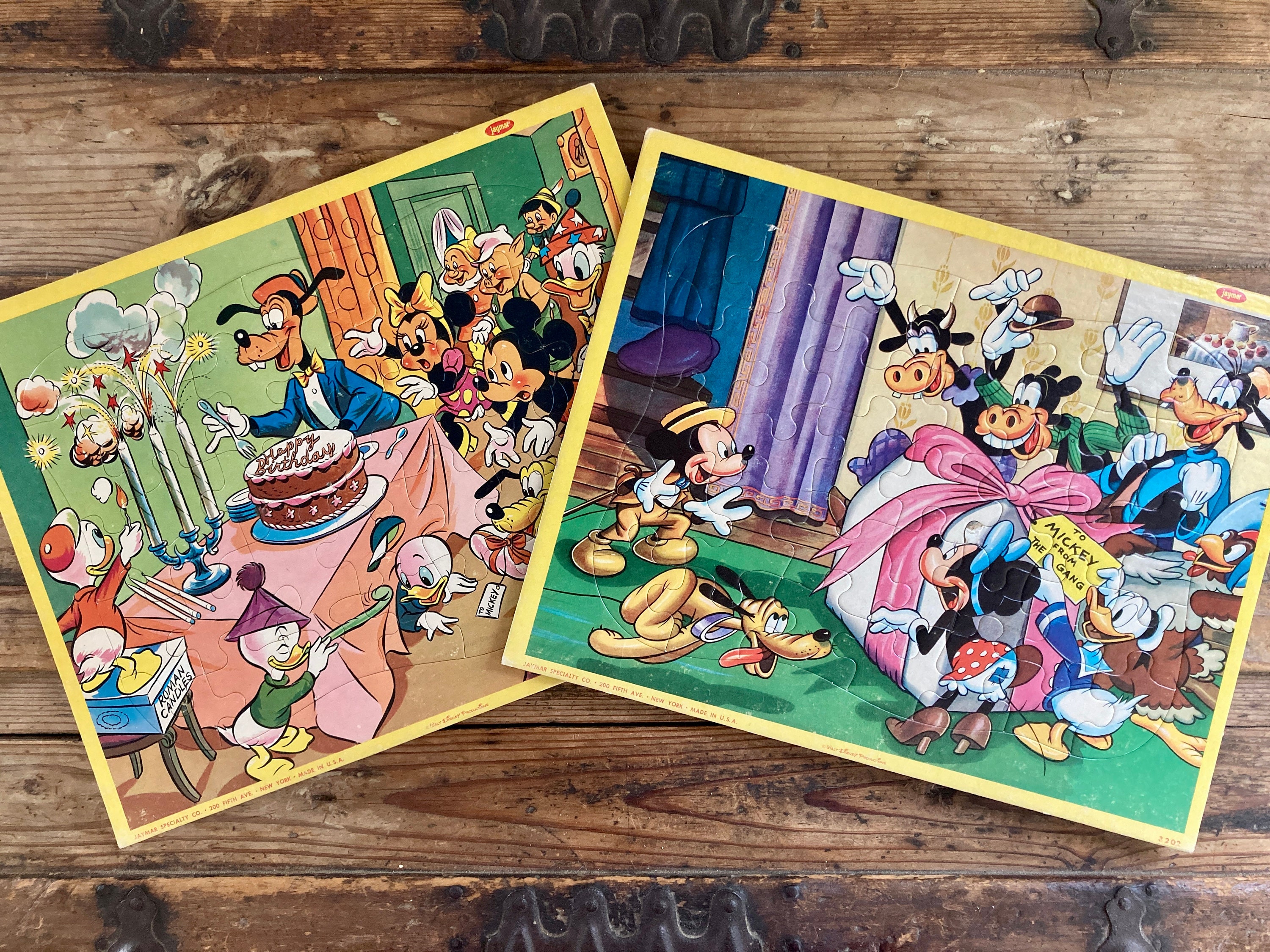1960s Mickey Mouse Birthday Party Lot of (2) Inlaid Tray Puzzles