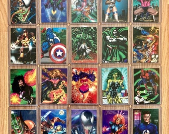 1994 Lot of (20) Flair Marvel Comics Trading Cards, Captain America, Spider-man, Hulk, Iron Man, Venom, Superhero, Villain, X-Force, X-Men