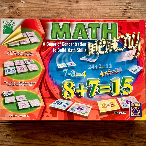 1997 Math Memory Game, Matching Cards, Vintage 90s, Complete in Box, Creative Brand, Build Mathematics Skills, Memorization, Education