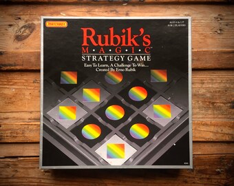 80s Rubik's Magic Strategy Game, Matchbox, Vintage 1987, Complete in Box, Created by Erno Rubik, Strategic Logic Toy