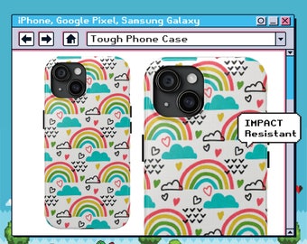 Rainbow Phone Case. iPhone, Galaxy, Pixel. Cute Kawaii Rainbow Aesthetic Impact Resistant iphone case. Subtle Pride