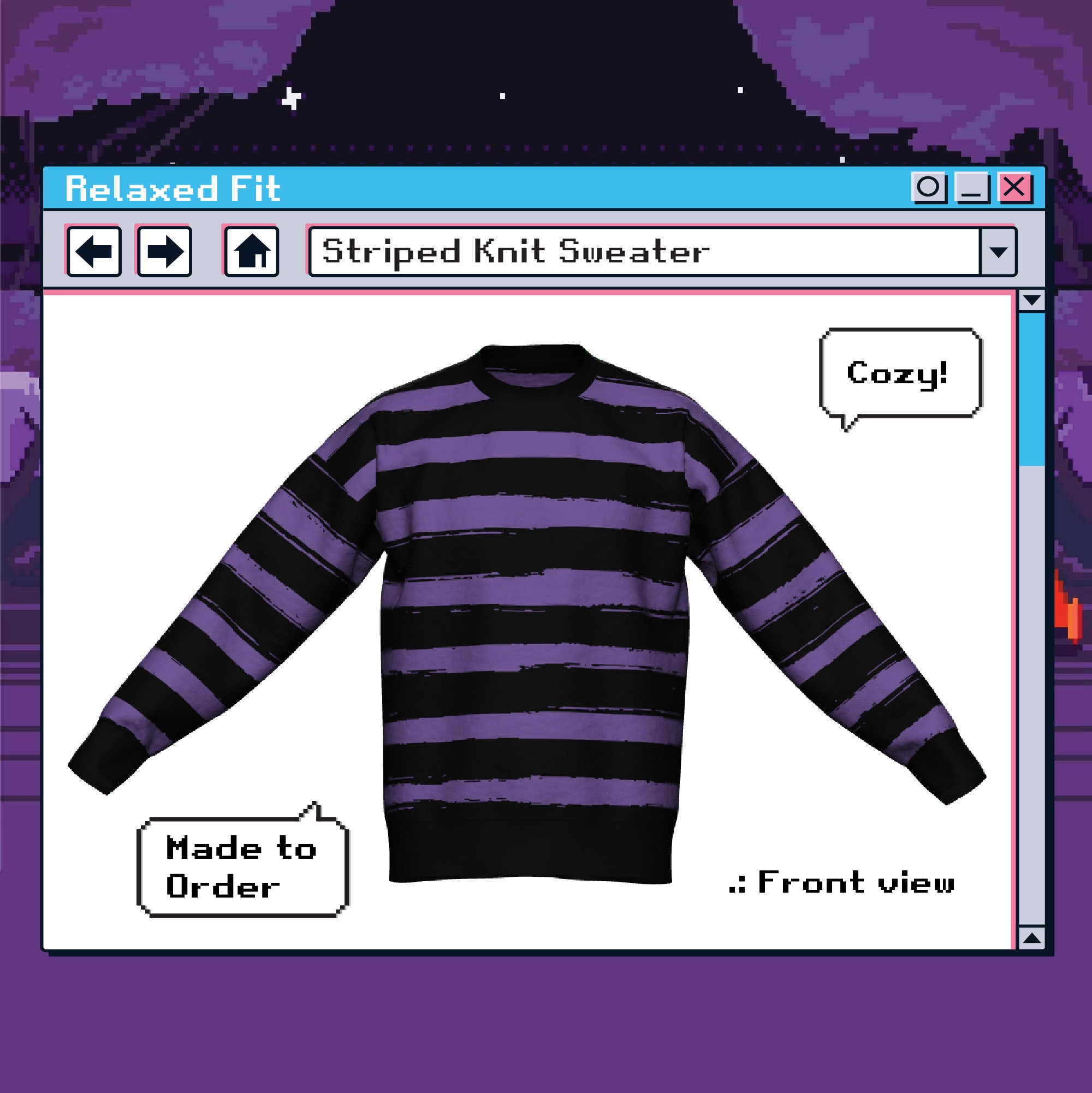Halloween Knit Sweater. Striped Sweater. Black and Purple Grunge Goth Clothing. Alt Fashion. Etsy
