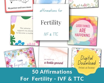 Fertility Affirmation Cards – Printable Support for TTC, IVF, and Infertility Healing | Box Template Included