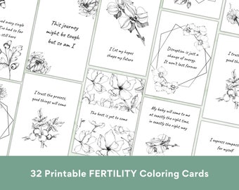 32 Printable TTC Cards - IVF Affirmation Cards for Fertility | Coloring Affirmations | Trying to Conceive | Digital Affirm Card Print