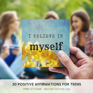 Afirmaciones para adolescentes: desarrolle la confianza / Tarjetas didácticas para adolescentes / Atención plena para adolescentes / Material imprimible para educación en el hogar