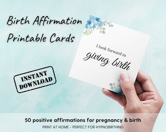 50 Printable Hypnobirthing Affirmation Cards for Pregnancy and Birth | Baby Shower Gift | Positive Pregnancy Gift  | Digital Affirm Card