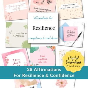 Tarjetas de Afirmaciones de Resiliencia: 28 citas imprimibles para la confianza, la superación y la fortaleza interior / Descargar PDF