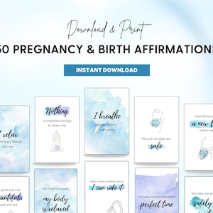 50 cartes de confirmation de naissance pour le travail et l'accouchement - Cartes imprimables pour la grossesse et la naissance | Cadeau de grossesse | Cartes d'hypnonaissance