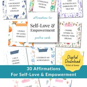 Afirmaciones para el empoderamiento de las mujeres y el amor propio: juego de 30 tarjetas con citas positivas: tarjetas inspiradoras para la confianza y las habilidades de afrontamiento