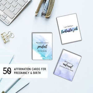 Mini-cartes d'affirmation de la grossesse et de la naissance imprimables | Cadeau baby shower | Cadeau de grossesse positif | Téléchargement de la carte numérique Affirm