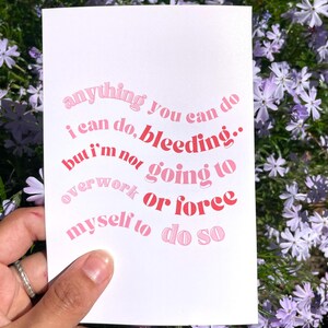 Impressão artística de empoderamento feminino, lembrete diário para mulheres, presente artístico para ela, impressão de cartão postal A6, citações inspiradoras para mulheres, positividade menstrual
