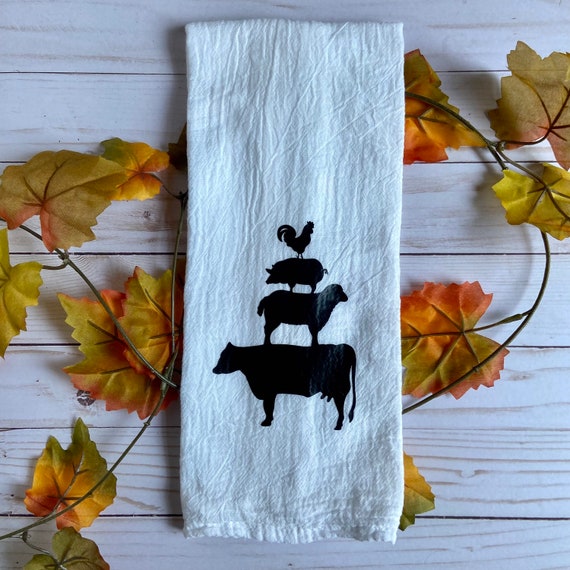 Flour Sack Towel, Hand Printed, Red Cows, Kitchen Towels, Farmhouse Kitchen,  Farmhouse Decor, Cow Towel, Farmhouse Dish Towels 