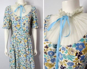 Vintage 1940s Dress, Prairie Dress, Cottage Core, Floral, Boho, AS IS