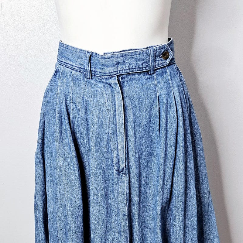 70's/80's Farm Scene Appliqués Brown Denim Wrap Skirt by Pretty Penny