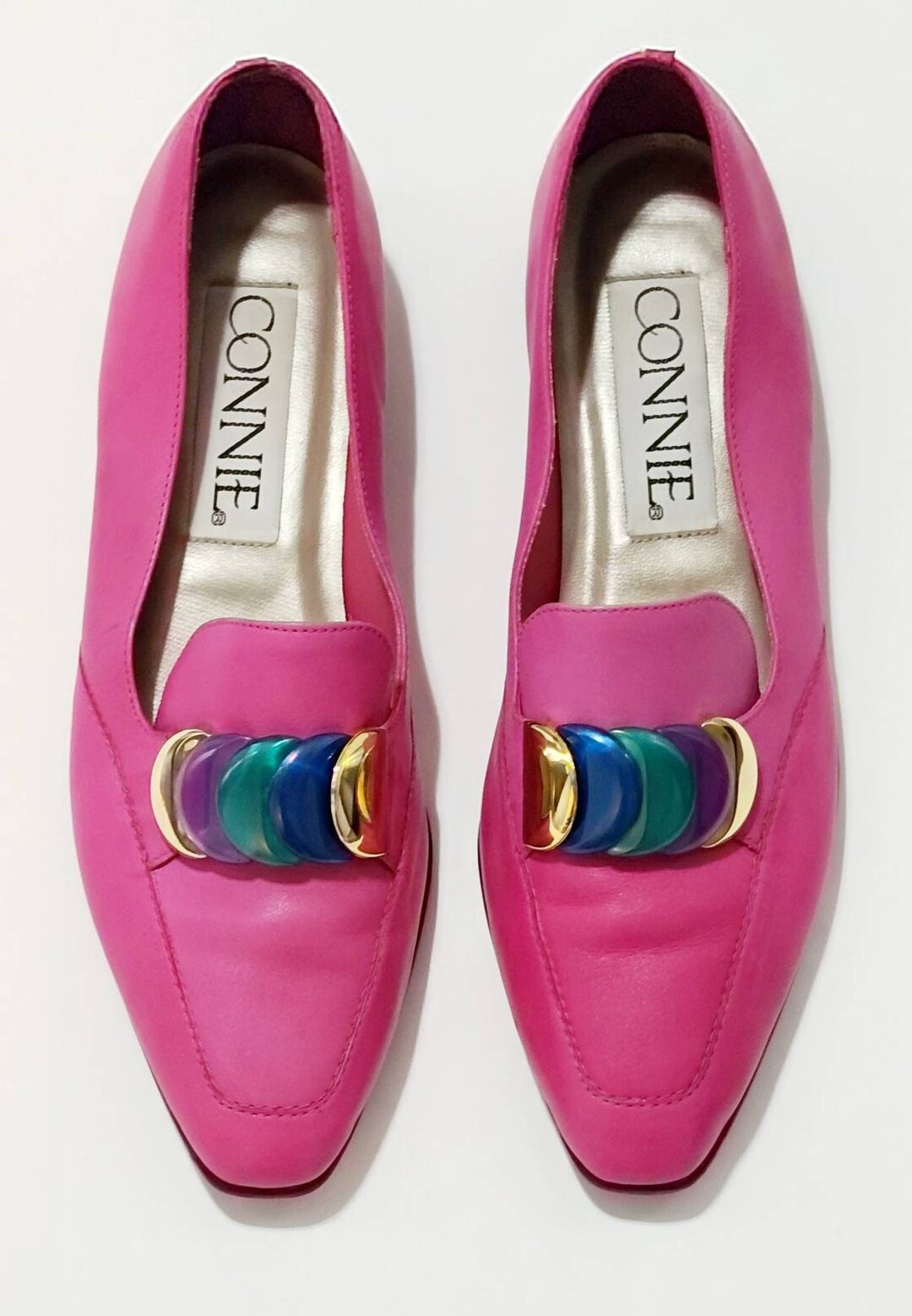 Vintage Pink Shoes 80s Leather Flats Pink Loafers Made in Etsy