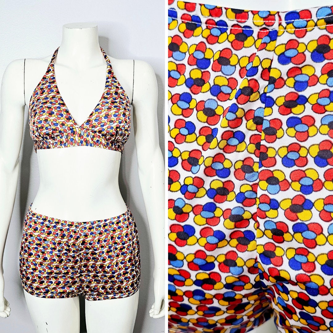 Vintage 1970s Bikini, Flower Power, Two Piece Swimsuit, 70s Bathing ...