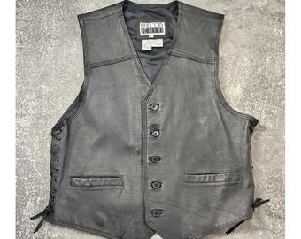 Vintage Black Leather Vest