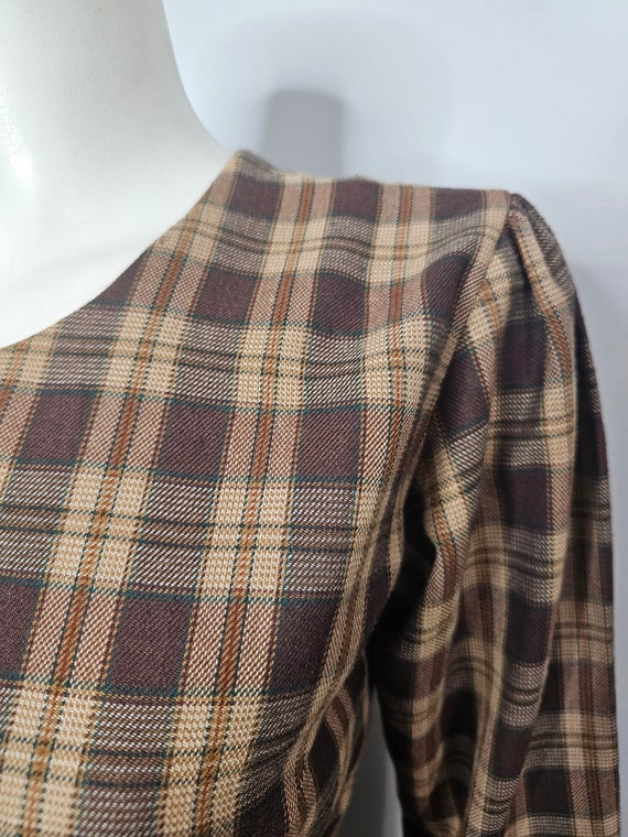 Vintage 1960s Plaid Dress, Brown Plaid, Fall/Autu… - image 2