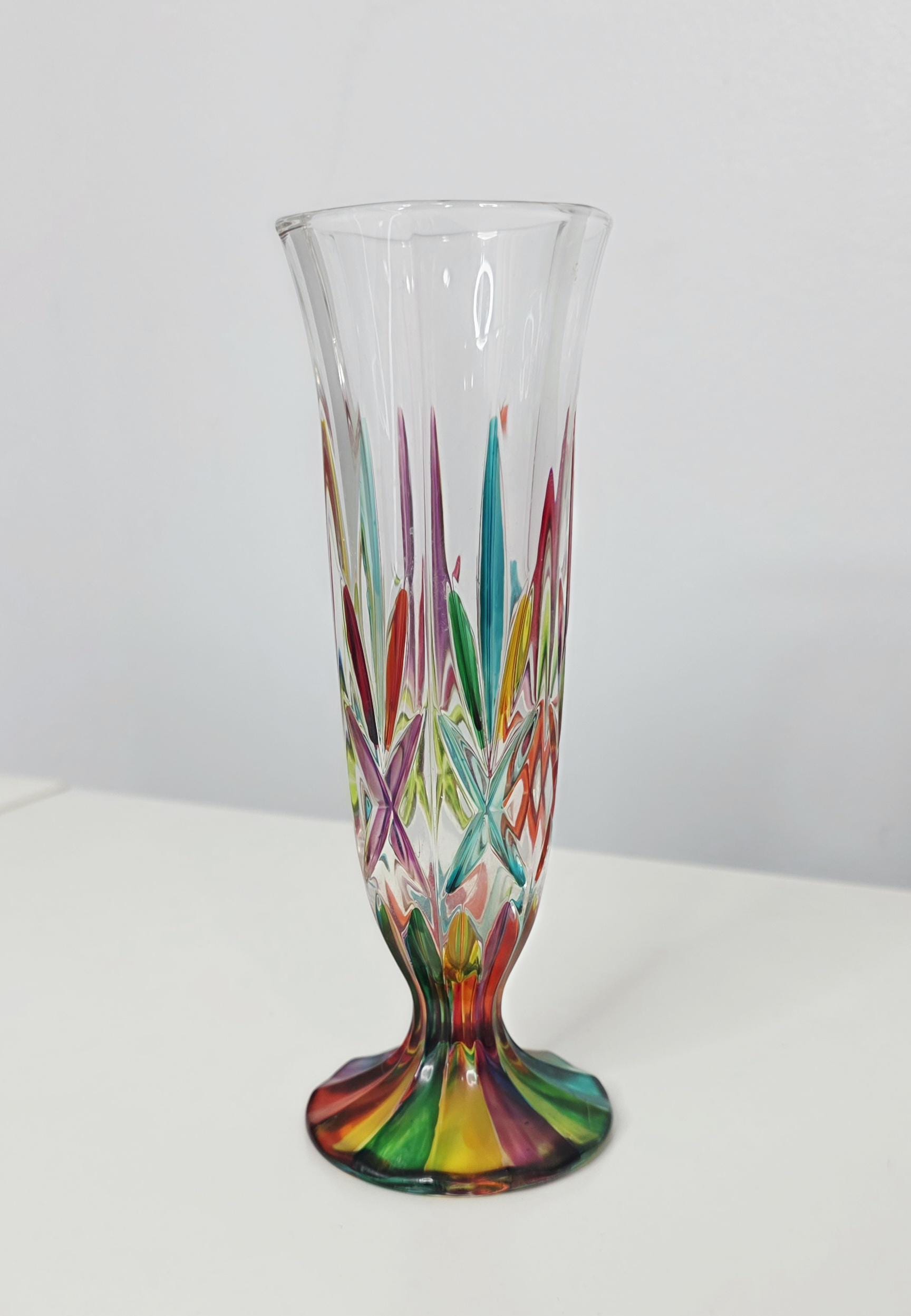 Vintage Rainbow Due Zeta Venezia Hand-decorated Italian Art Glass