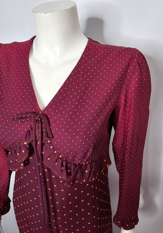 Vintage Polka Dot Maxi Dress, 1970s Maxi, Ruffles… - image 3