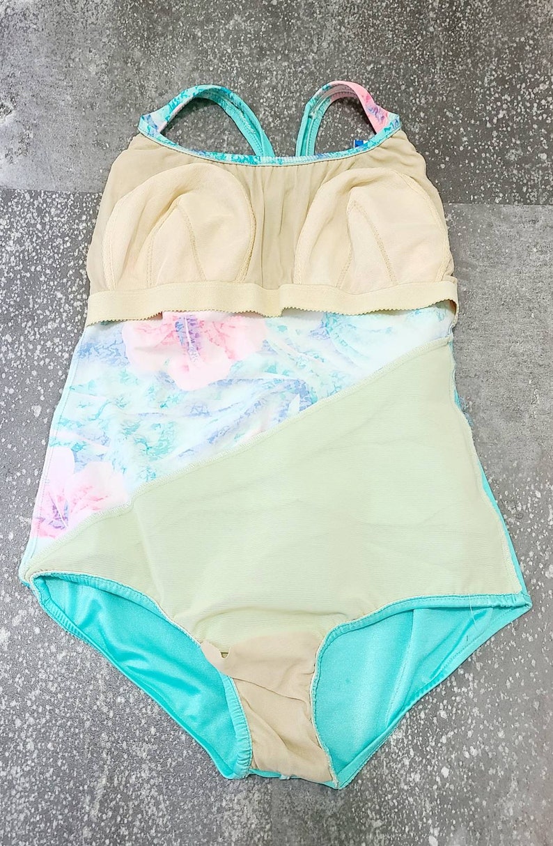 Vintage Bathing Suit 70s/80s Swimsuit Floral Ruching Bow Etsy