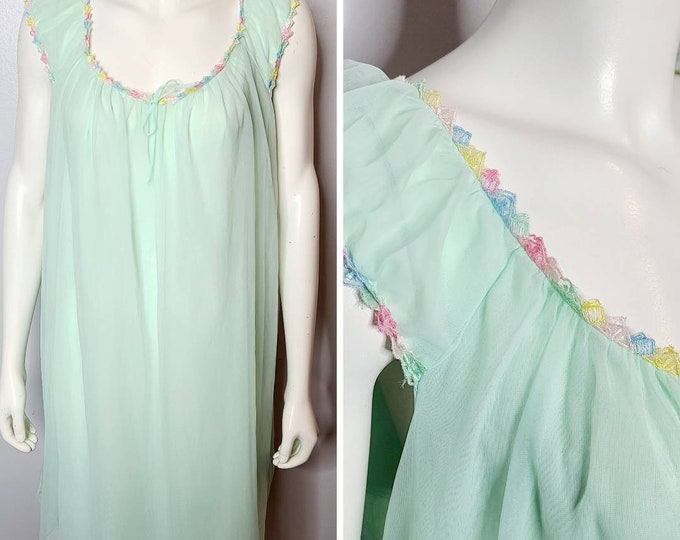 1960s Vintage Chiffon Nightgown 60s Nightgown Mint Green Etsy