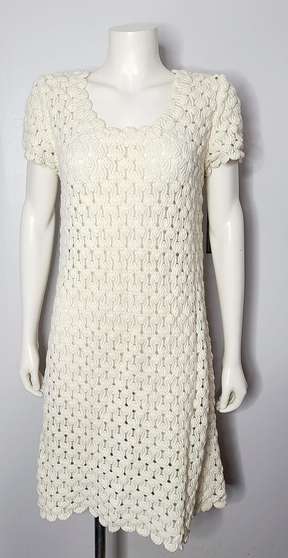 Knit Dress 60s Crochet Dress Vintage 