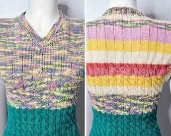 Vintage Spacedye Sweater Vest, 70s/80s Sweater, Knit, Striped