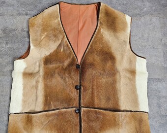 Vintage 1960s Pony Hair Vest, 60s/70s Suede Vest, Animal Print, Boho