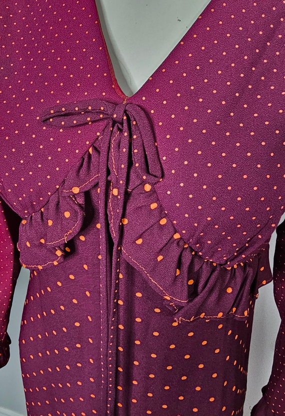 Vintage Polka Dot Maxi Dress, 1970s Maxi, Ruffles… - image 4