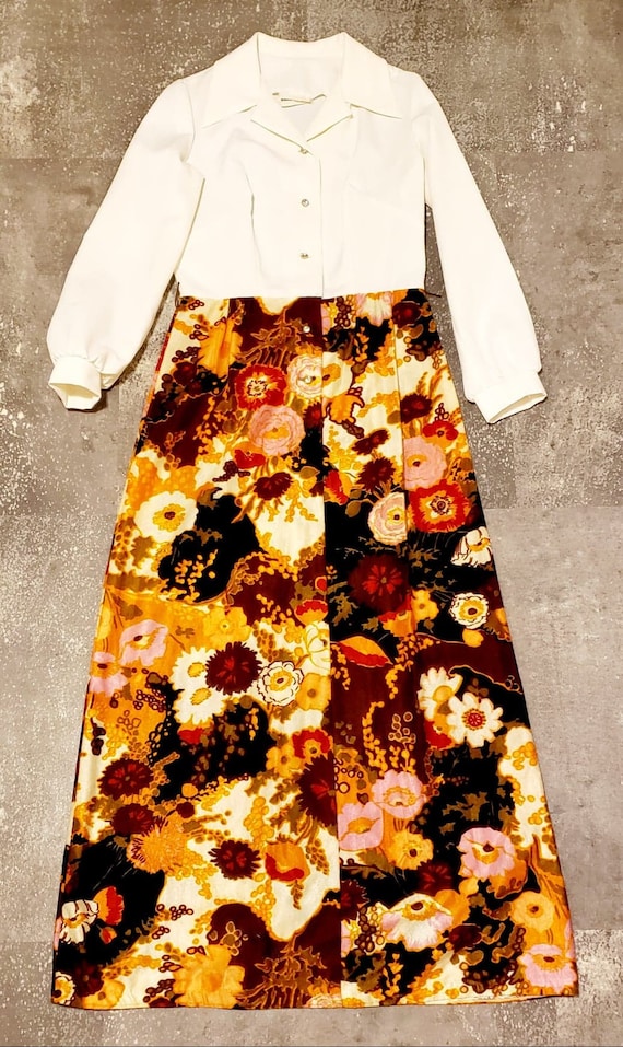 Vintage 70's Floral Sparkle Maxi Dress - Toni Todd