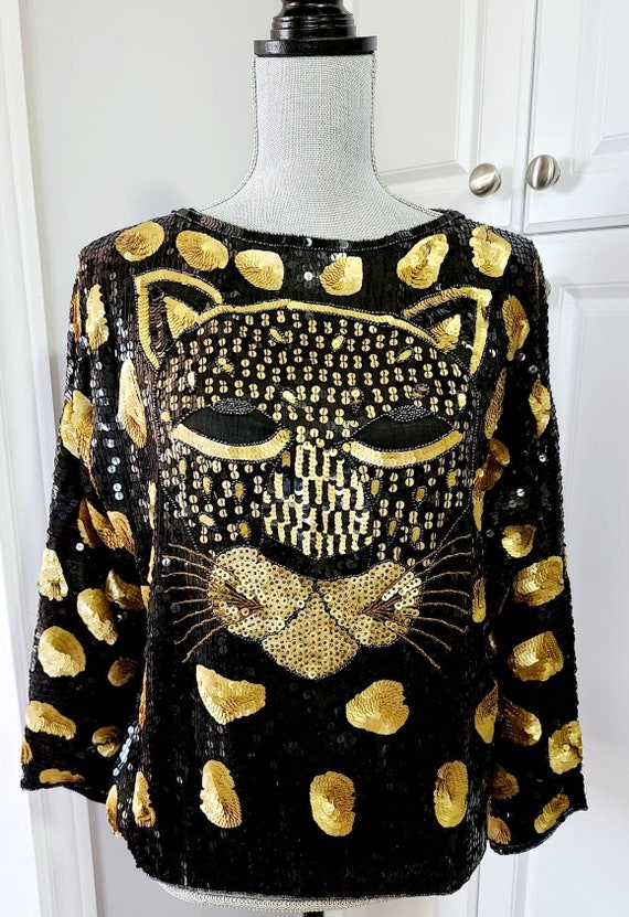 Vintage 70's Leopard Sequined Top