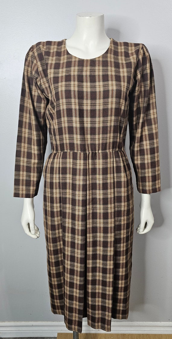 Vintage 1960s Plaid Dress, Brown Plaid, Fall/Autu… - image 6