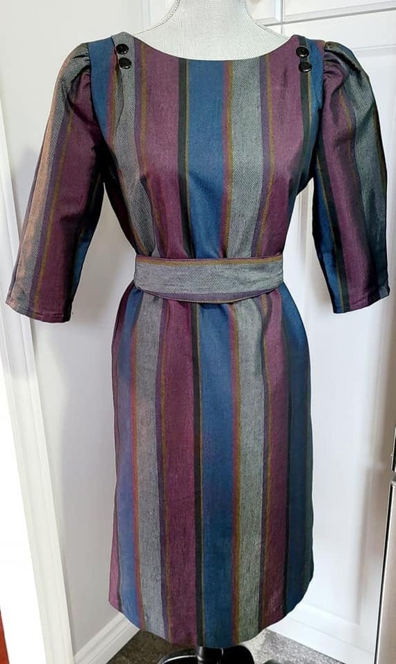 Vintage 70s Dress | Stripes | Belted